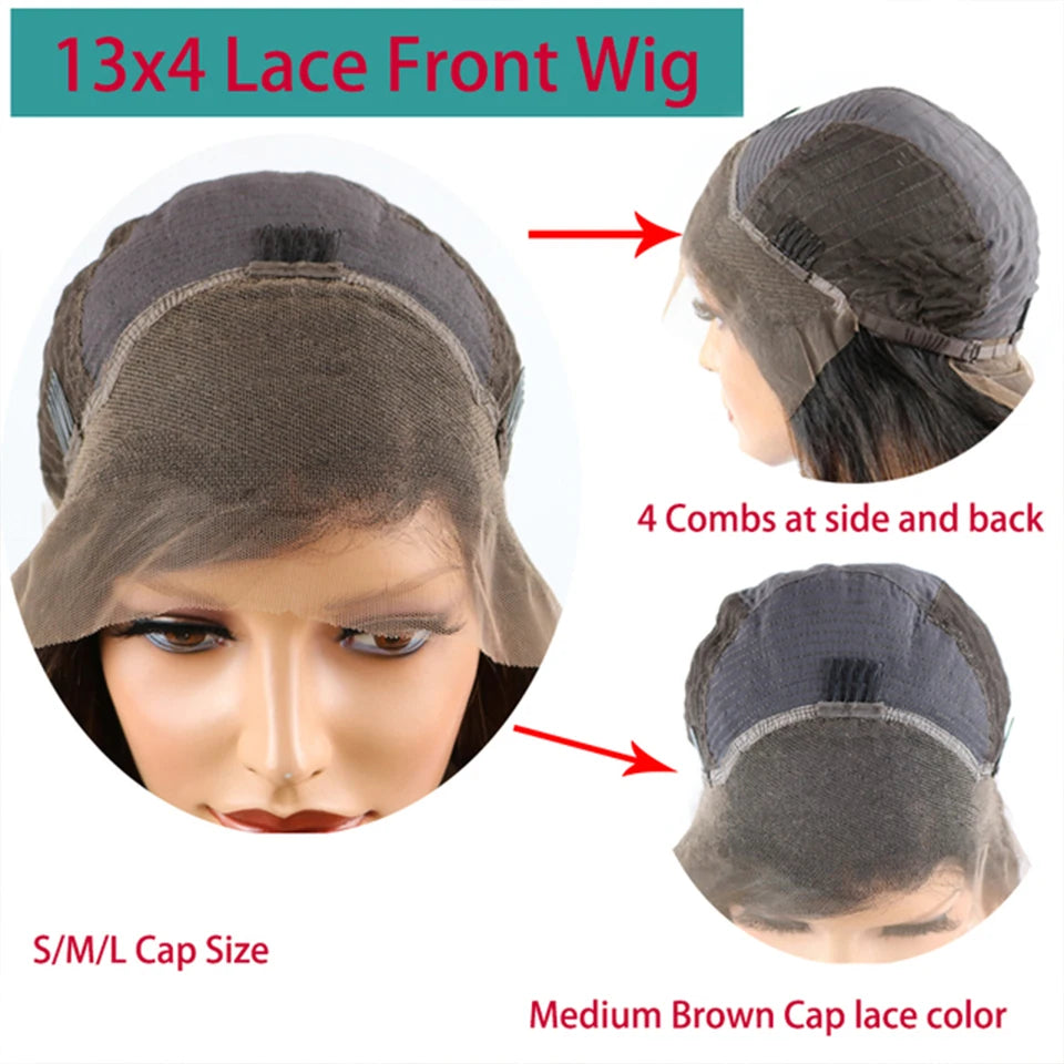 Light Brown Straight Human Hair Lace Wig — product view