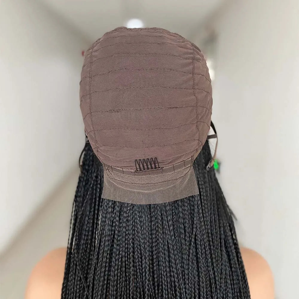New Fashion Long Braided Wig Synthetic Box Braid Wig Wavy Weave Ombre - OSASCO