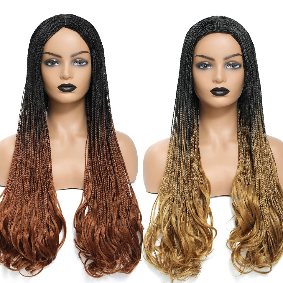 26 Inch Long Box Braid Wig with Curly End African Synthetic Braided - OSASCO