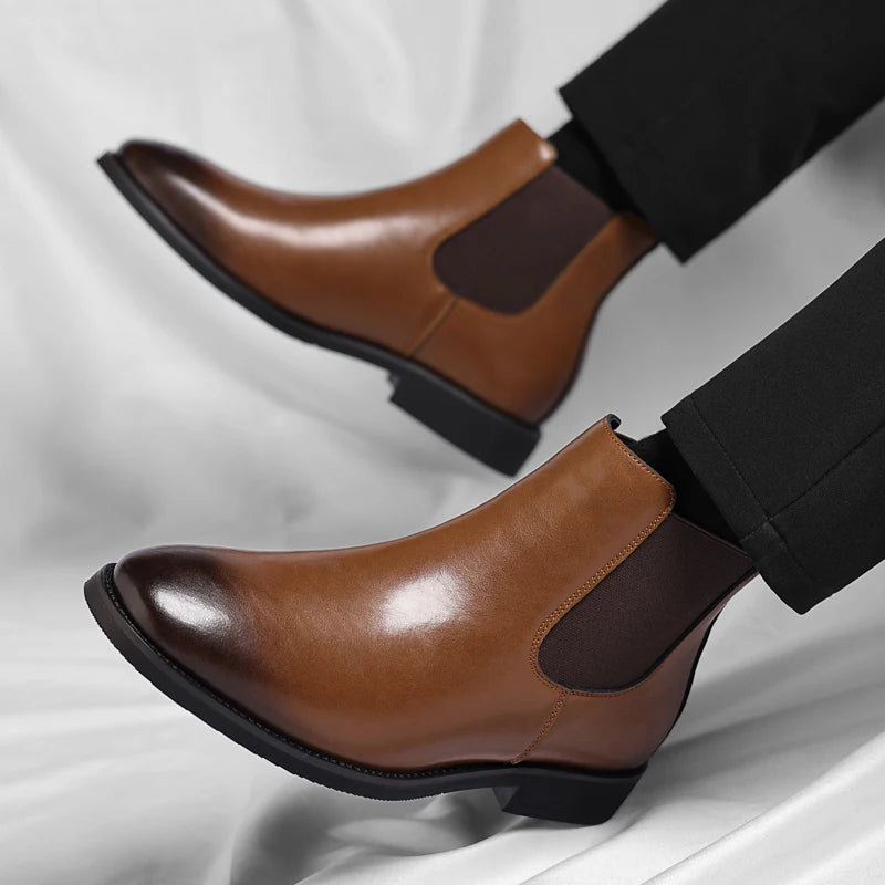Men's Lined Faux-Leather Chelsea Boots