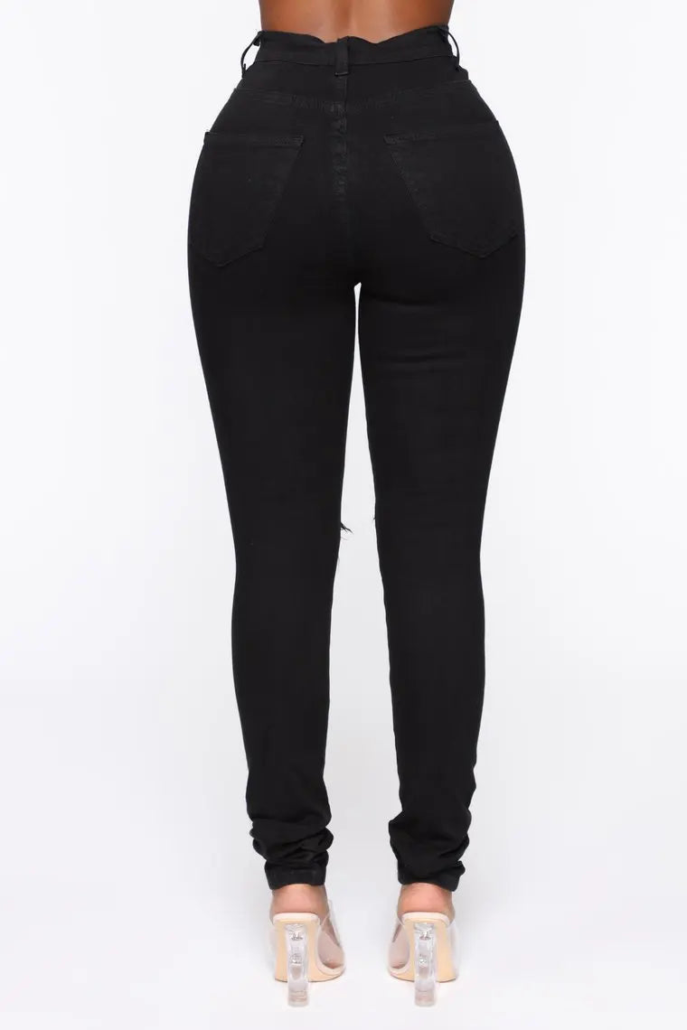 Women's High-Waist Ripped Pencil Jeans — product view