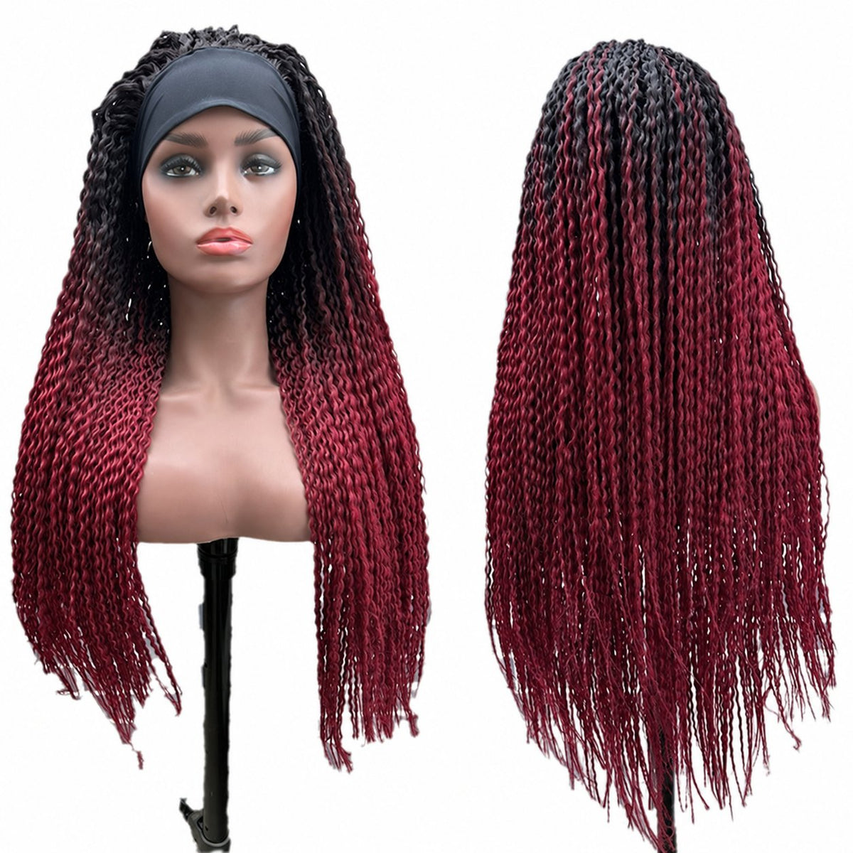 26-Inch Curly Braided Headband Wig