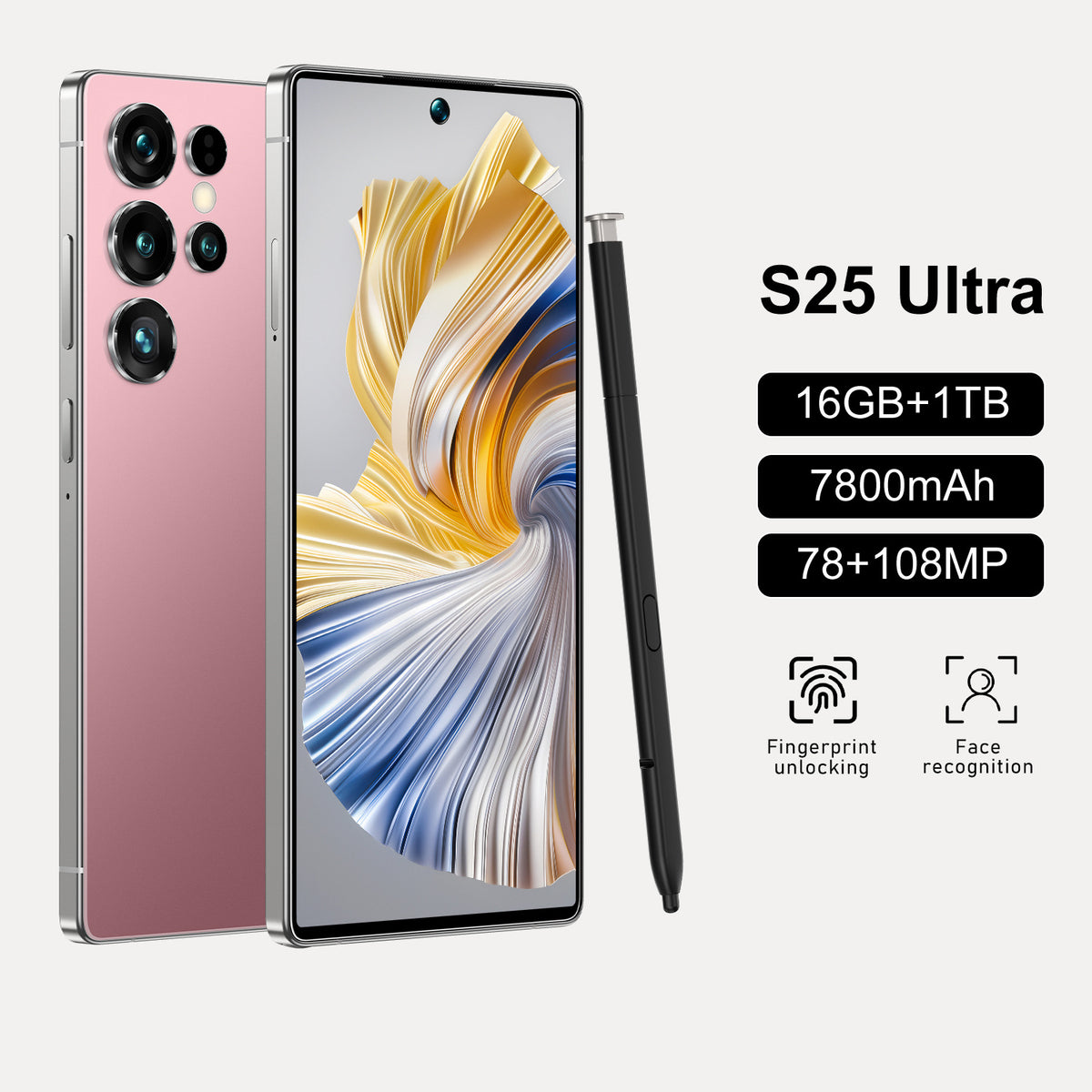 S25 Uitra 6.8-Inch Android Smartphone with Dual SIM & Colour Options