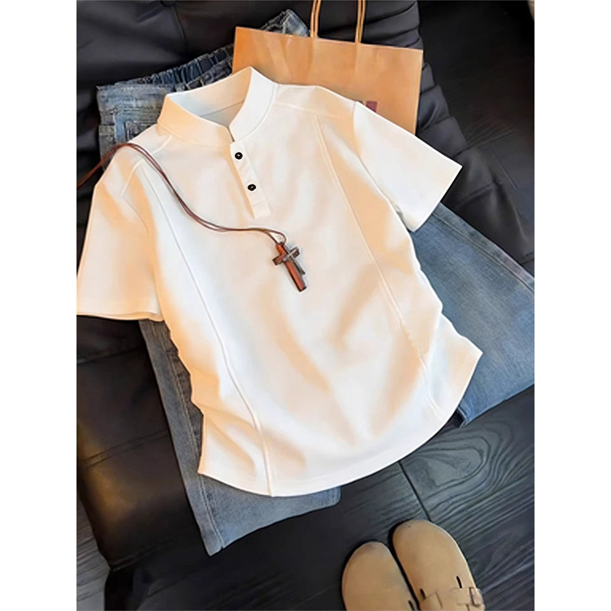 Men's Henley-Neck Short-Sleeve Shirt