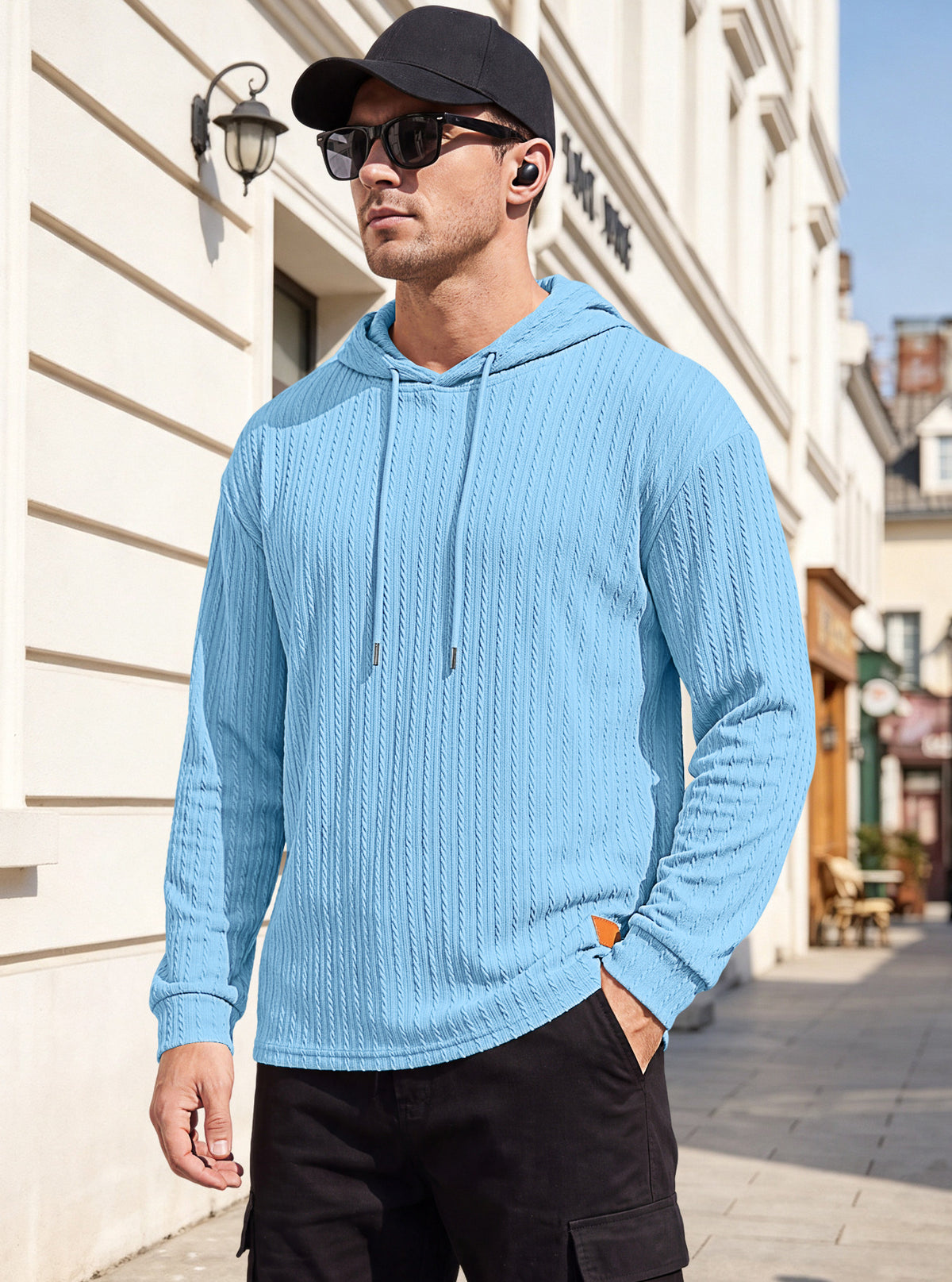 Men's Textured Henley Button-Neck Pullover