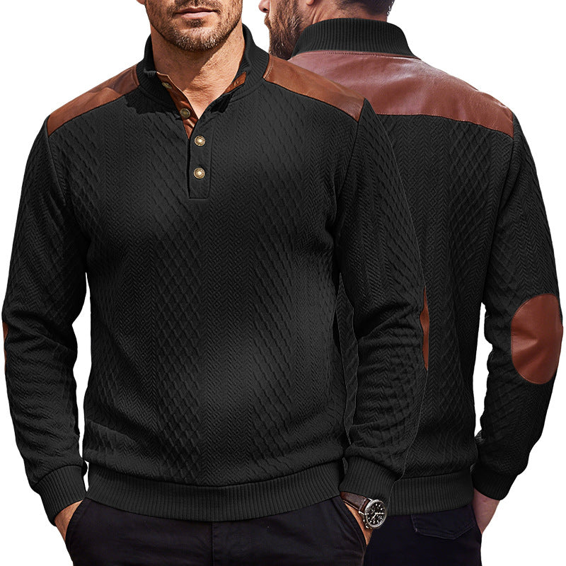 Men's Textured Panel Long-Sleeve Pullover