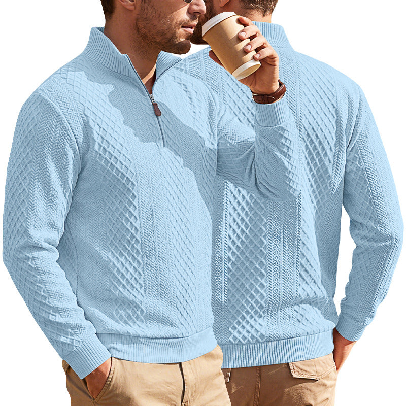 Men's Diamond-Jacquard Zip-Collar Pullover