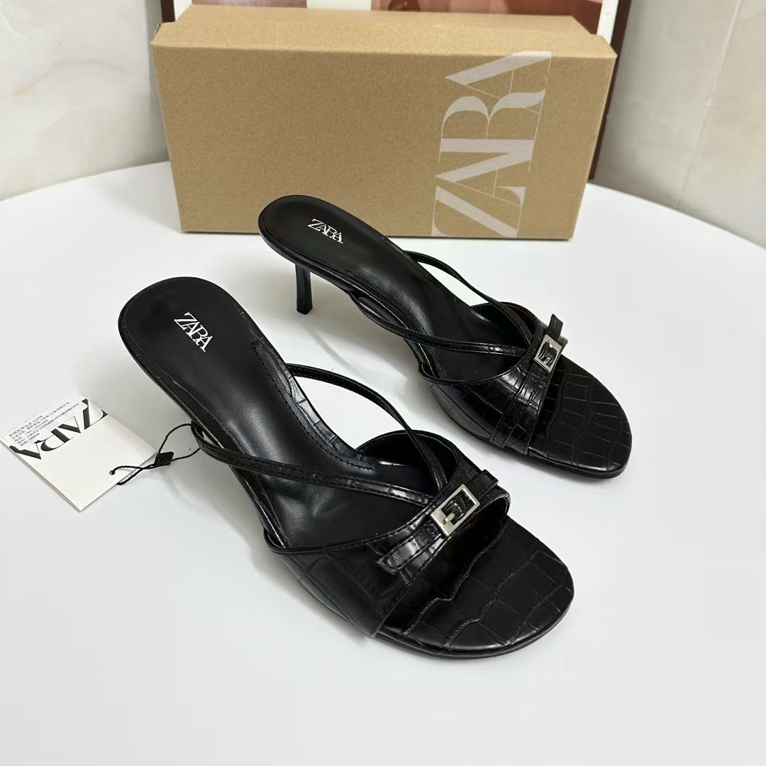 Women's Textured Thong Stiletto Sandals