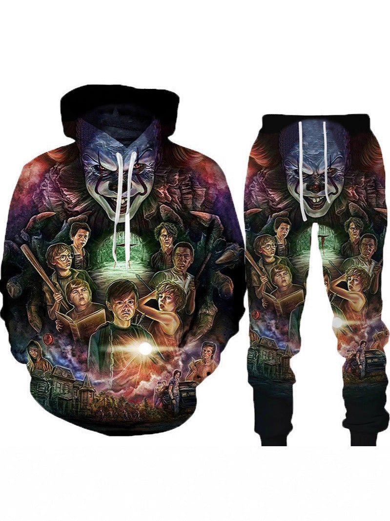 Men's Halloween Graphic Hoodie and Pants Set