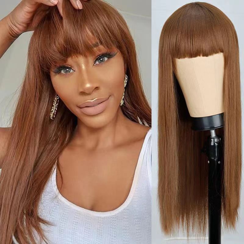 Long Straight Wig with Bangs in Statement Colours