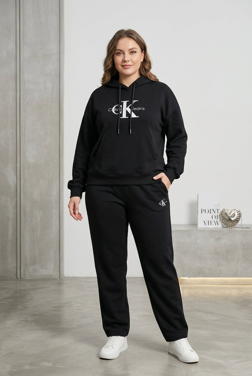 Graphic Hoodie and Casual Pants Set