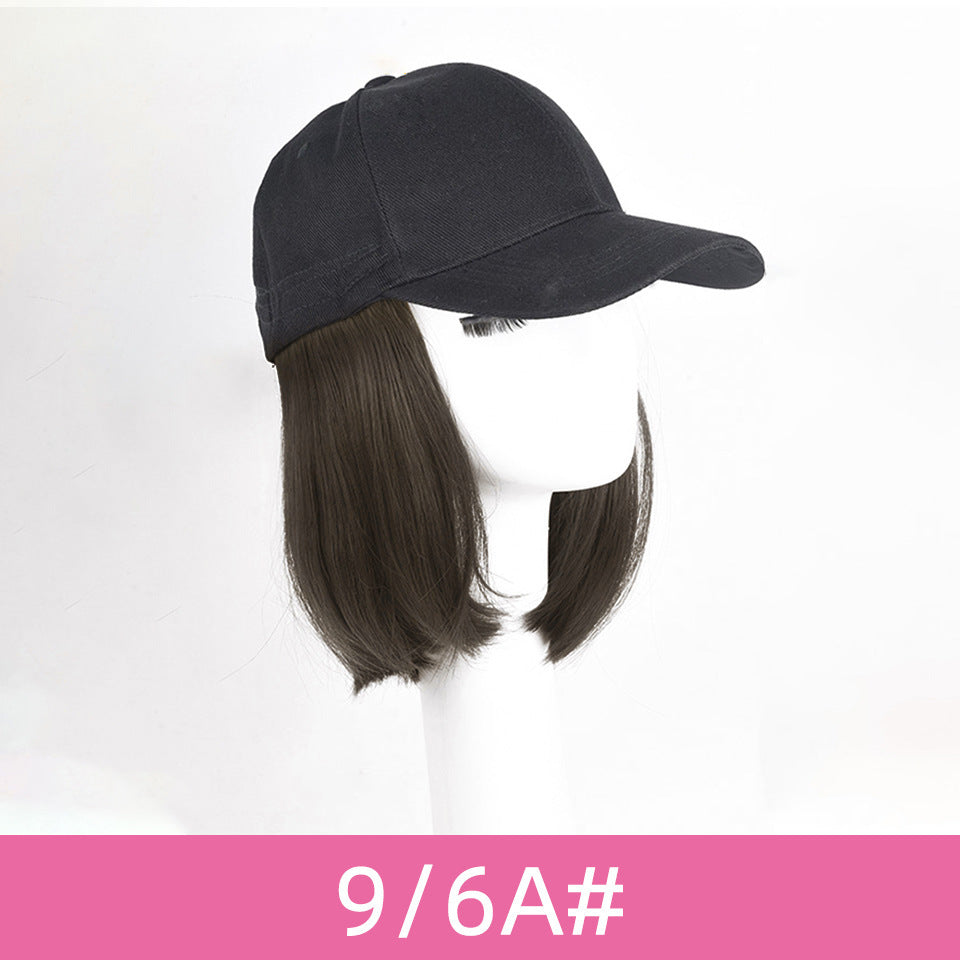 Wavy Bob Wig with Integrated Baseball Cap