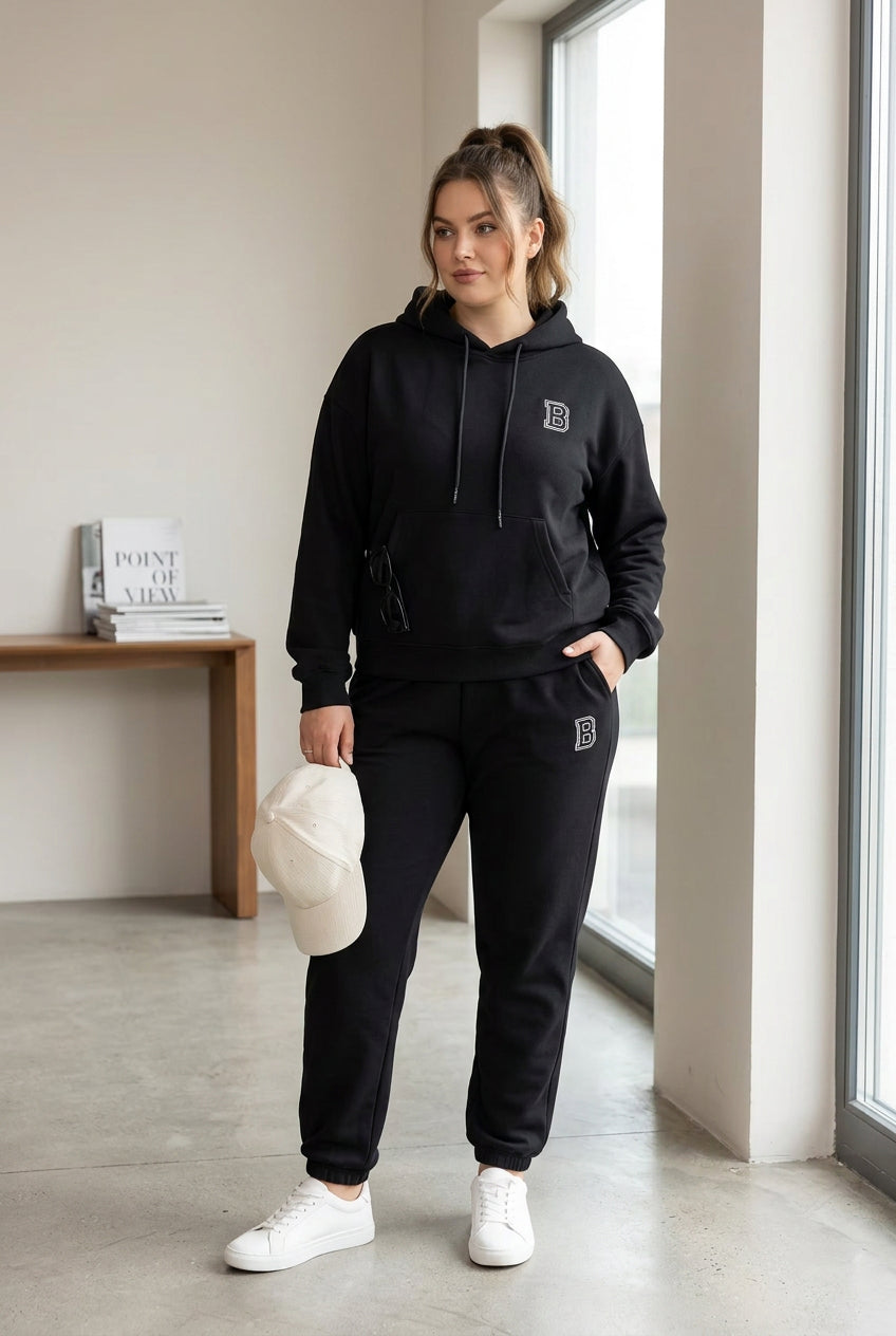 Graphic Hoodie and Casual Pants Set