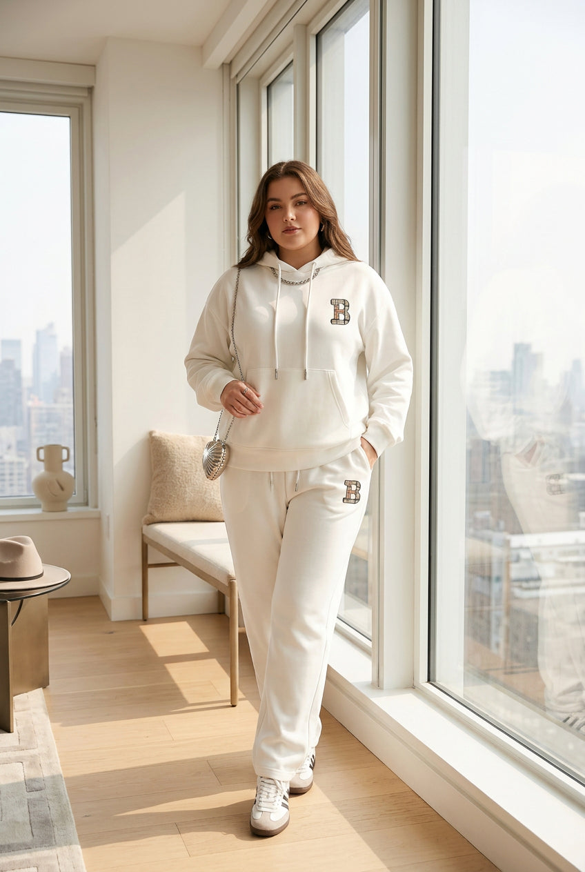 Graphic Hoodie and Casual Pants Set