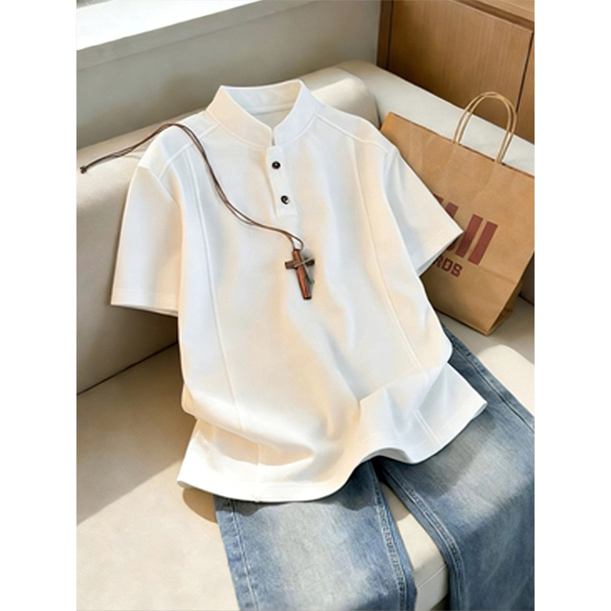 Men's Henley-Neck Short-Sleeve Shirt