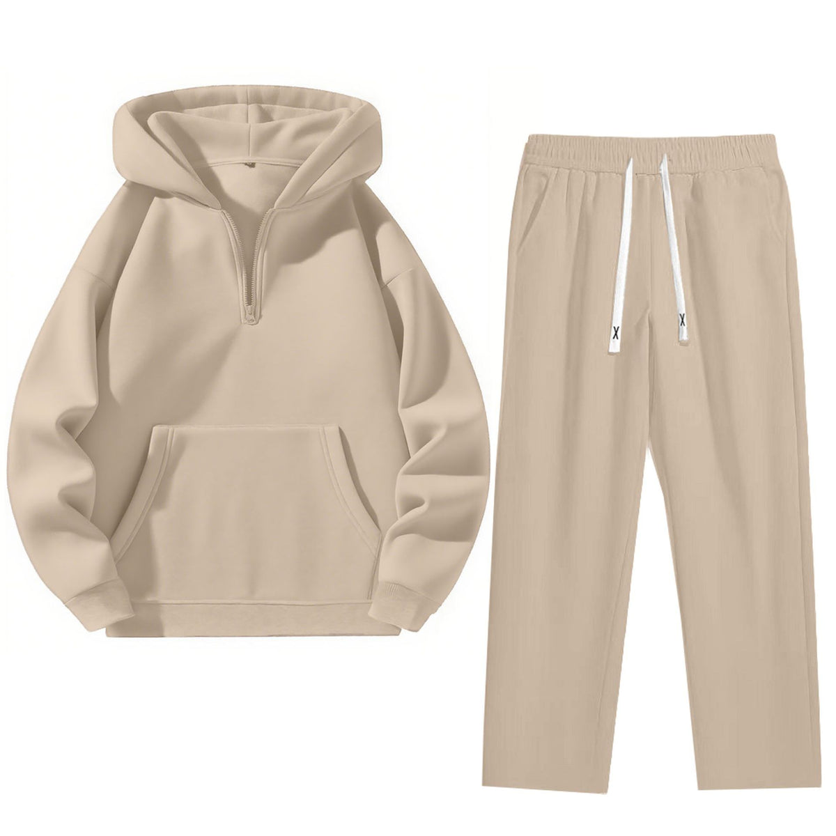 Women's Half-Zip Sweatshirt and Wide-Leg Pants Set