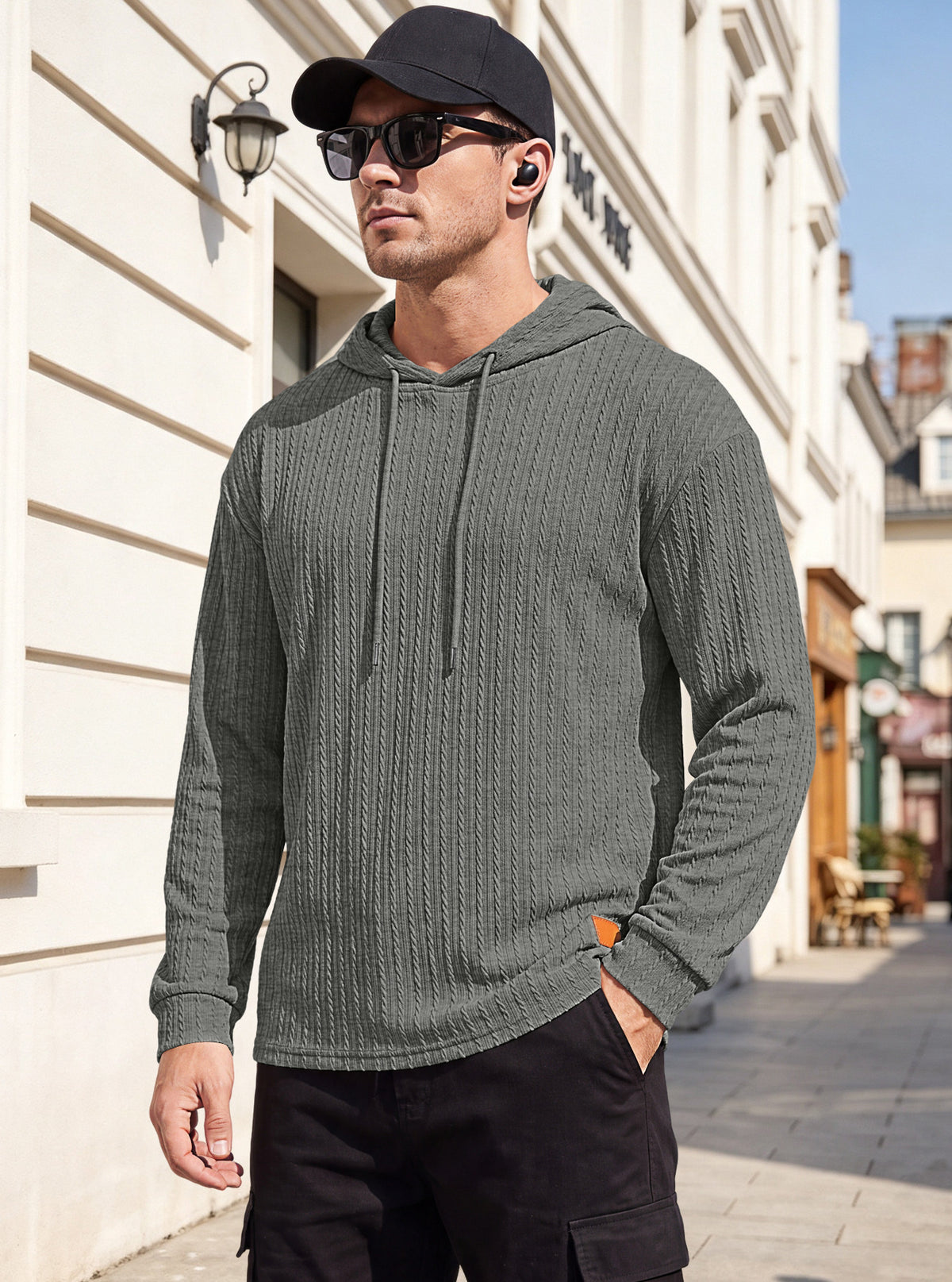 Men's Textured Henley Button-Neck Pullover