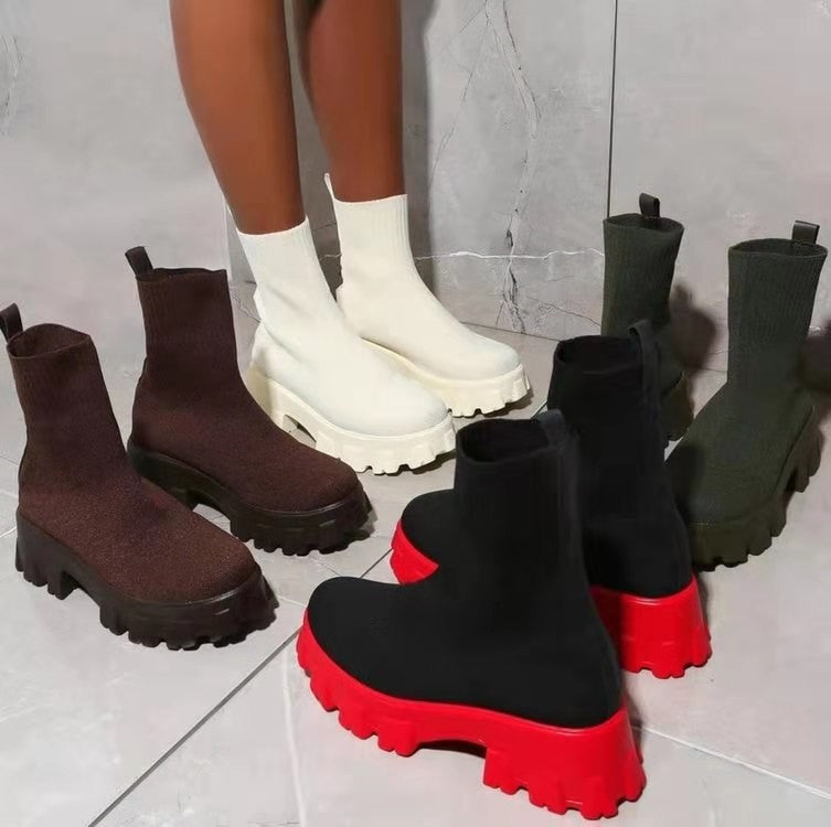 Women's Knit Slip-On Ankle Boots