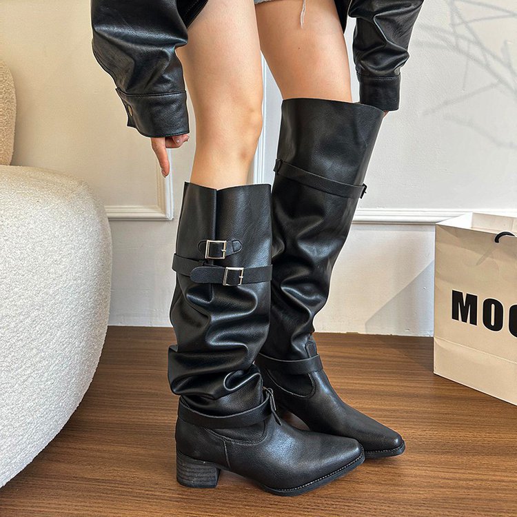 Women's Slouch Block Heel Tall Boots