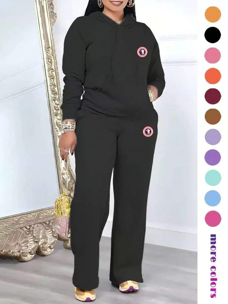Graphic Hoodie and Casual Pants Set