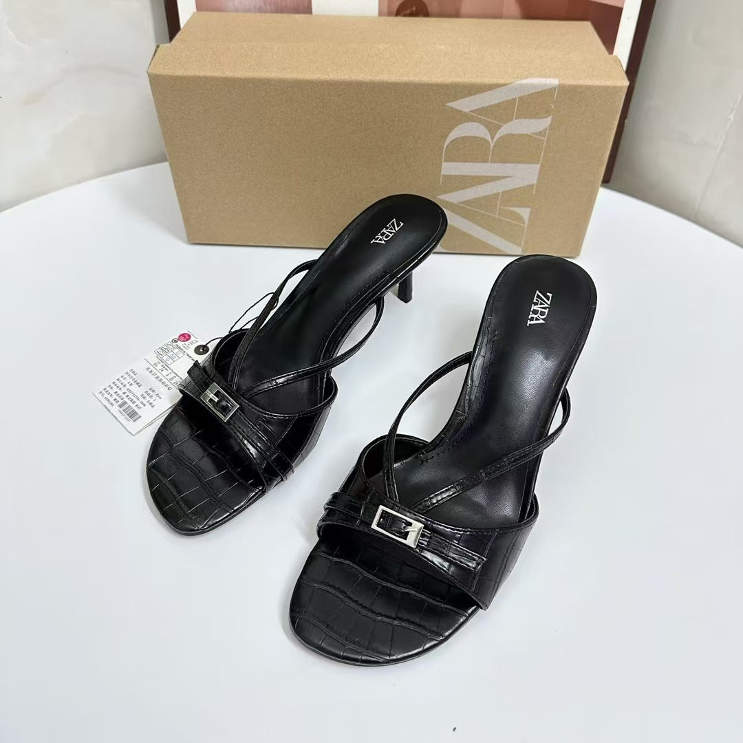 Women's Textured Thong Stiletto Sandals