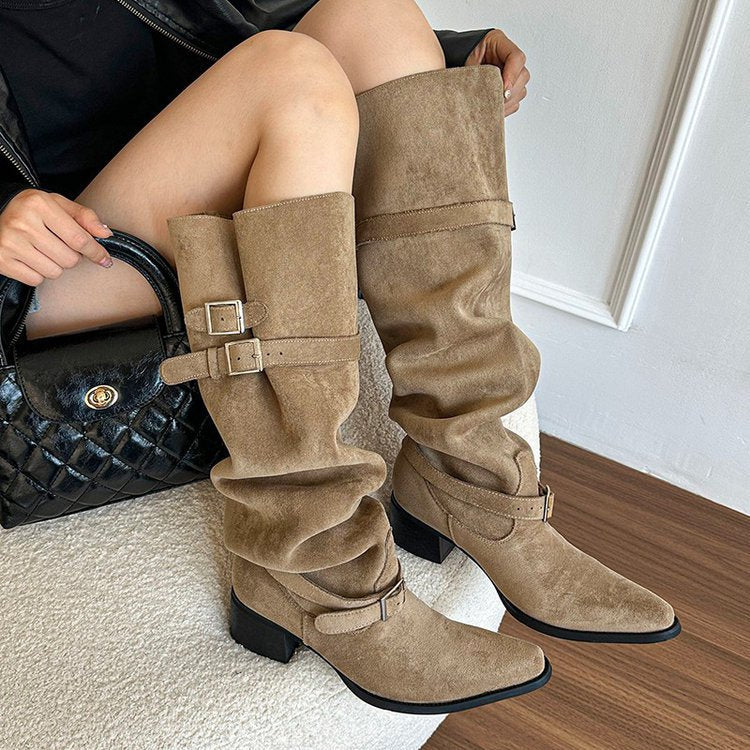 Women's Slouch Block Heel Tall Boots