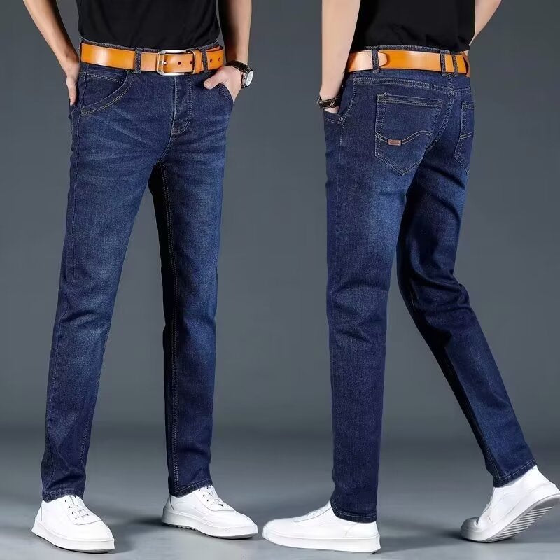Men's Slim Straight-Leg Jeans with Lining Options