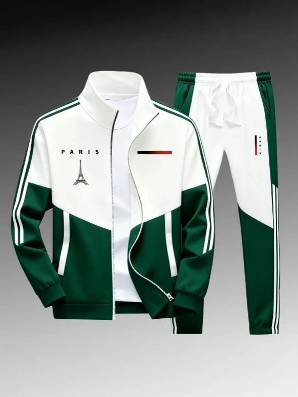 Men's Panel-Print Zip Jacket and Pants Set
