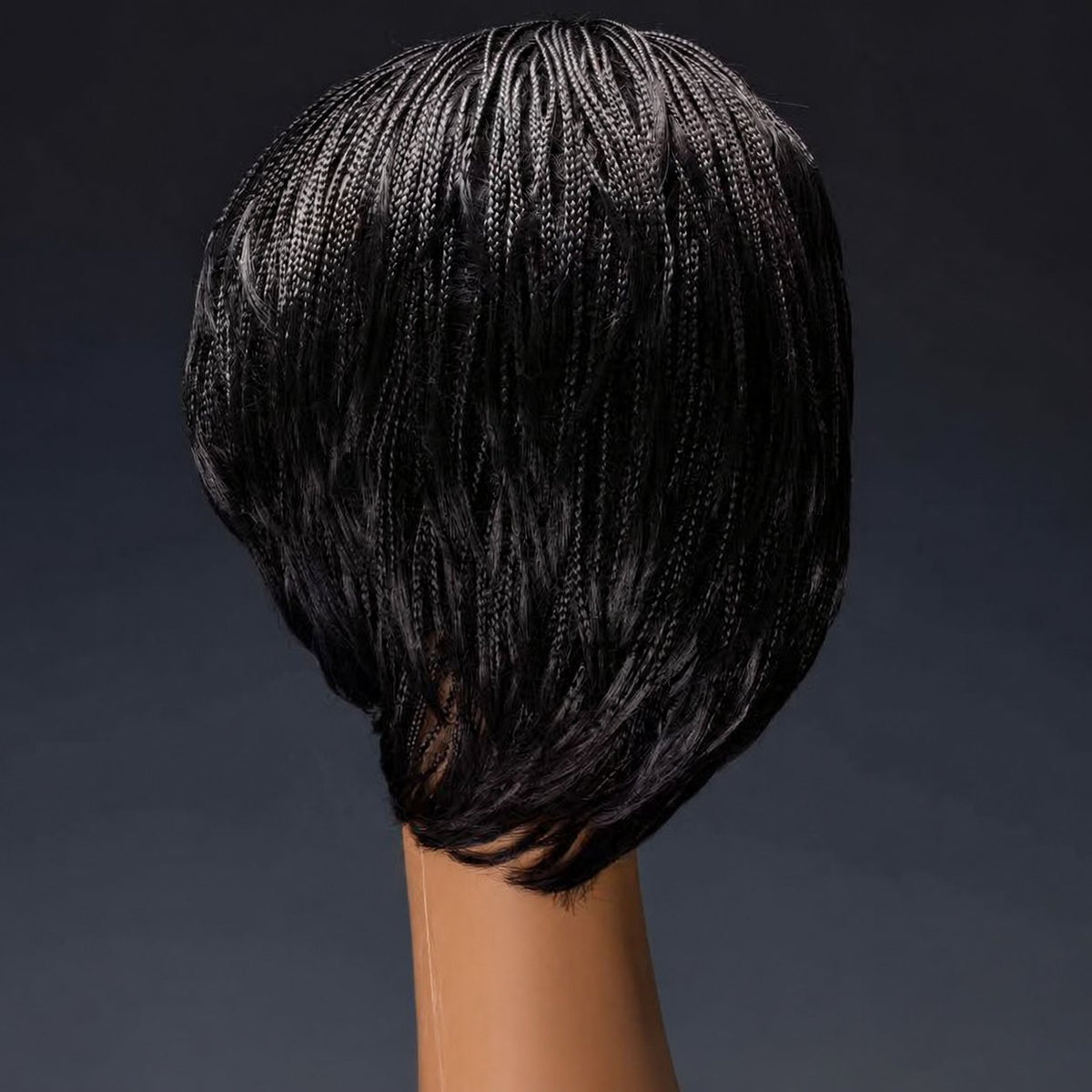 Short Hand-Braided Wig with Stretch Mesh Cap