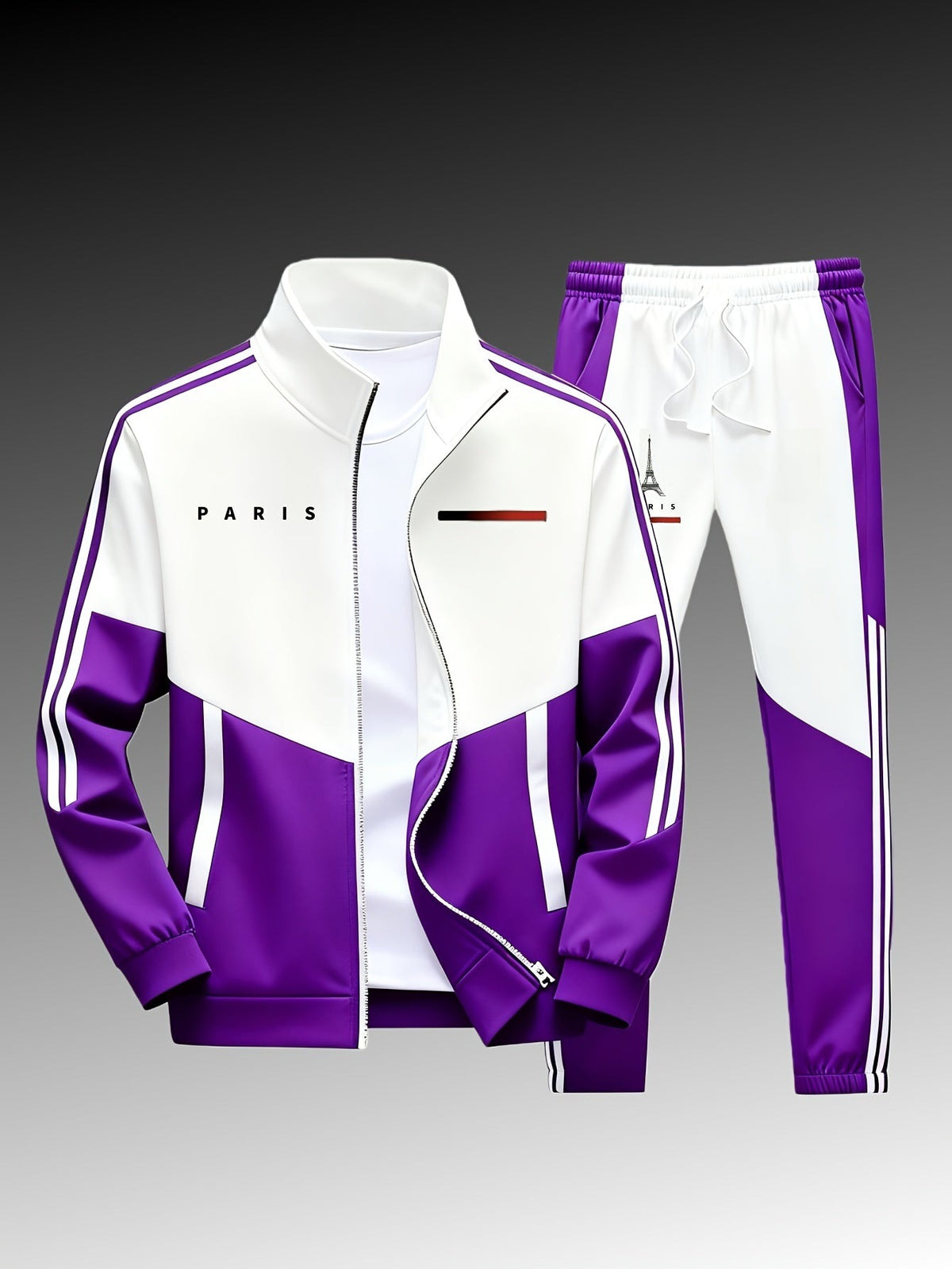 Men's Panel-Print Zip Jacket and Pants Set