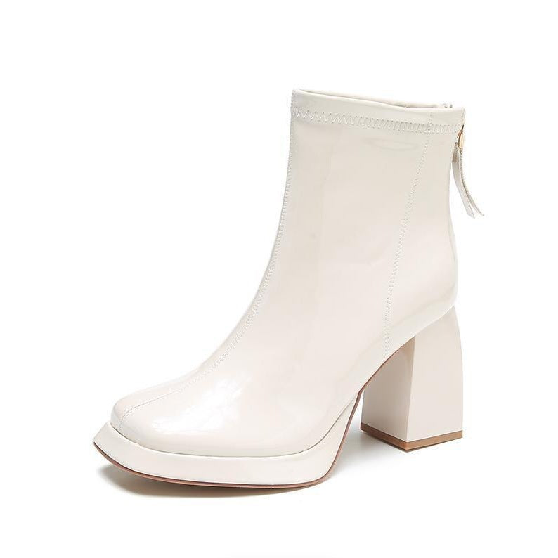 Women's Square-Toe Platform Block Heel Boots