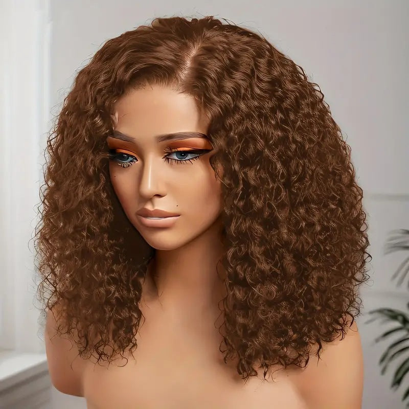 Perruque synthétique courte et bouclée avec lace frontale