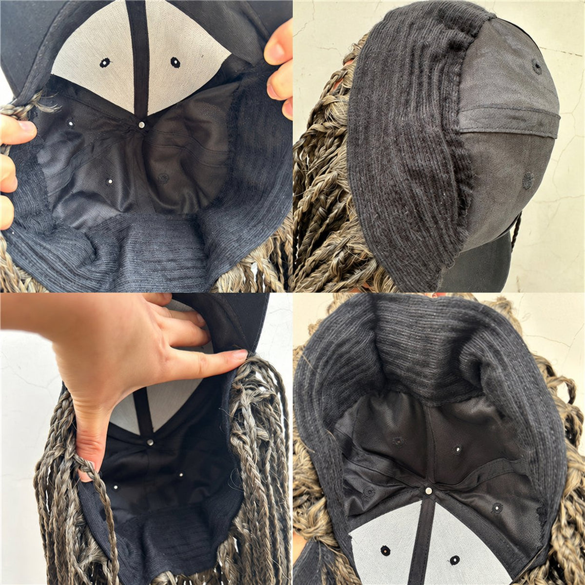 Perruque de casquette de baseball tressée synthétique à trois brins