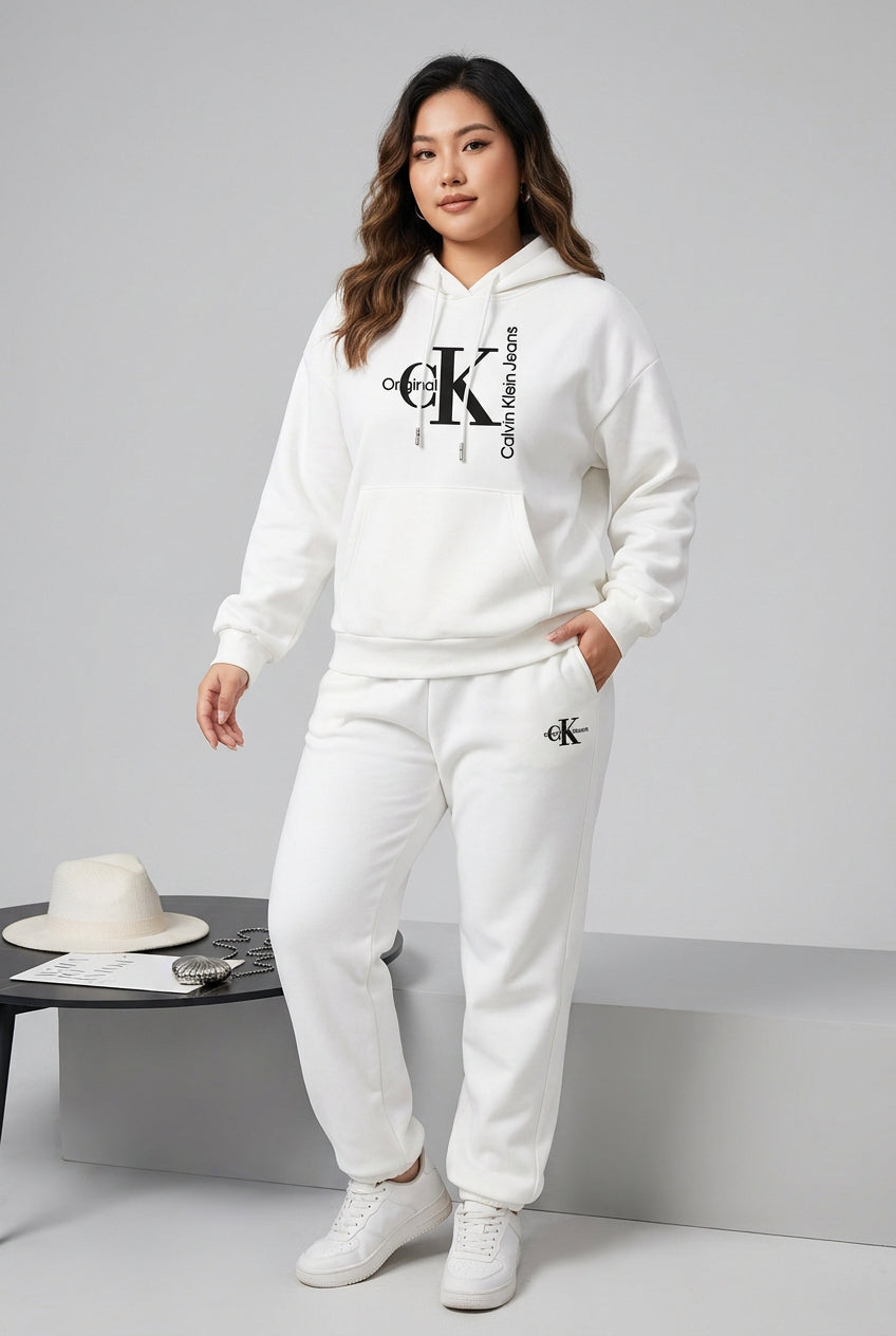 Graphic Hoodie and Casual Pants Set