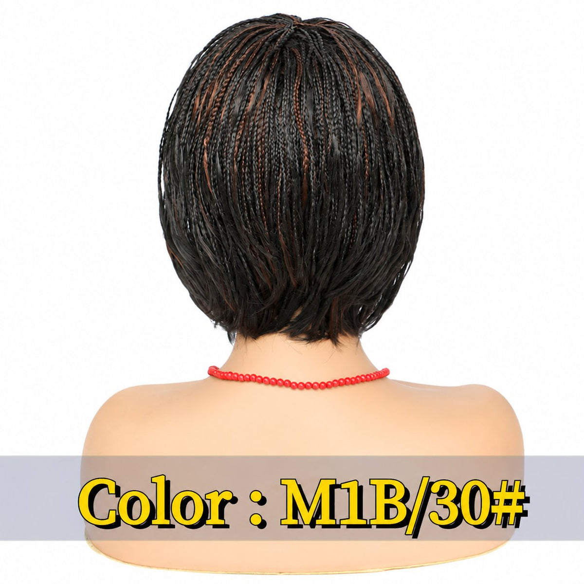 Short Hand-Braided Wig with Stretch Mesh Cap