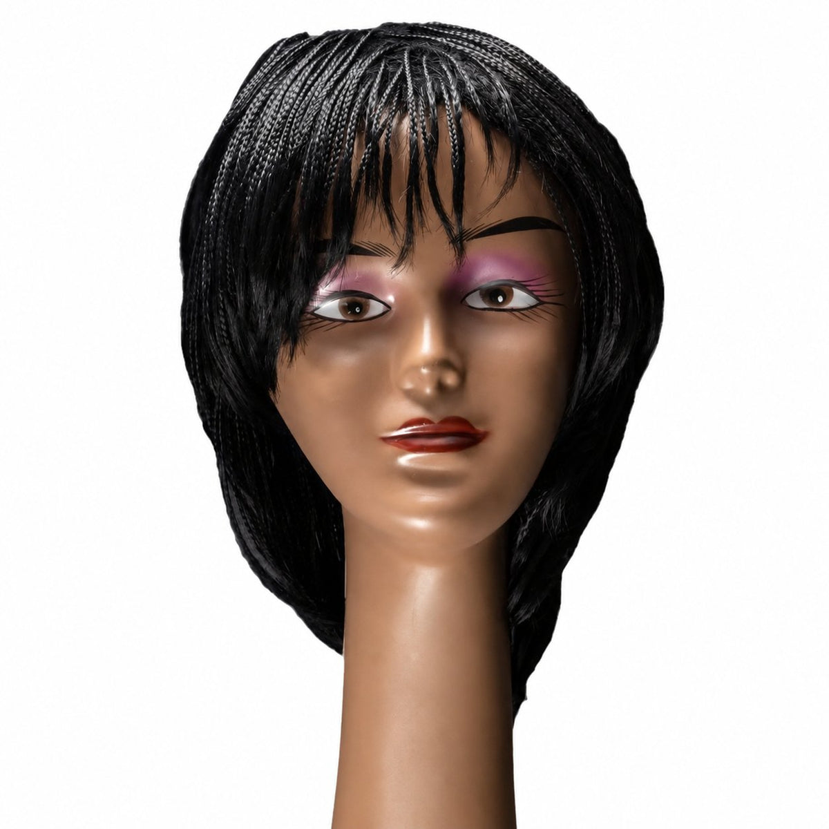 Short Hand-Braided Wig with Stretch Mesh Cap