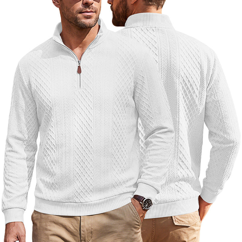 Men's Diamond-Jacquard Zip-Collar Pullover