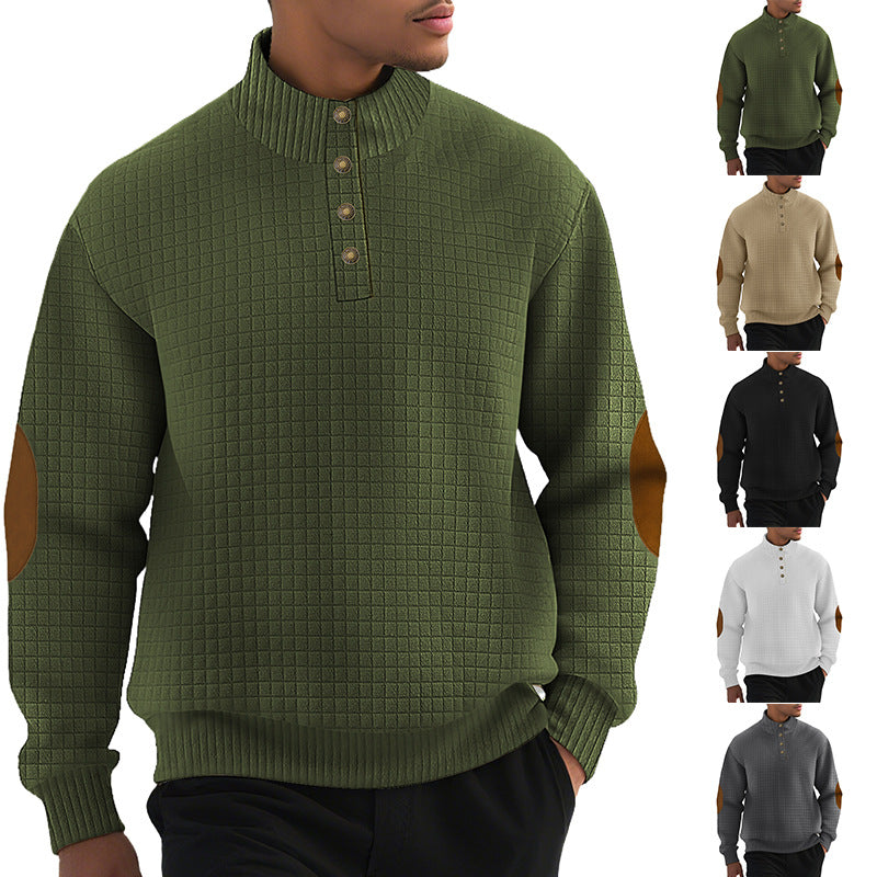 Men's Square-Jacquard Zip-Neck Sweatshirt