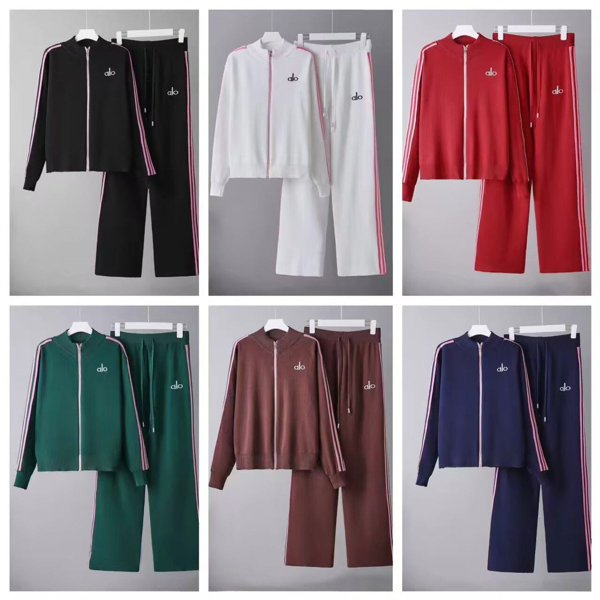 Women's Zip-Up Knit Jacket & Wide-Leg Pants Set