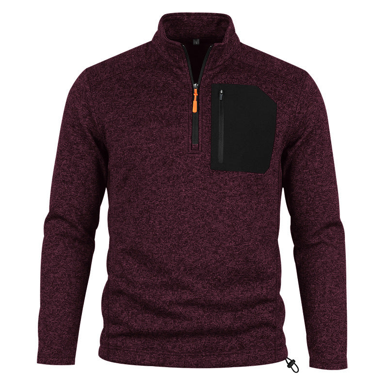 Men's Colour-Block Fleece Half-Zip Sweatshirt