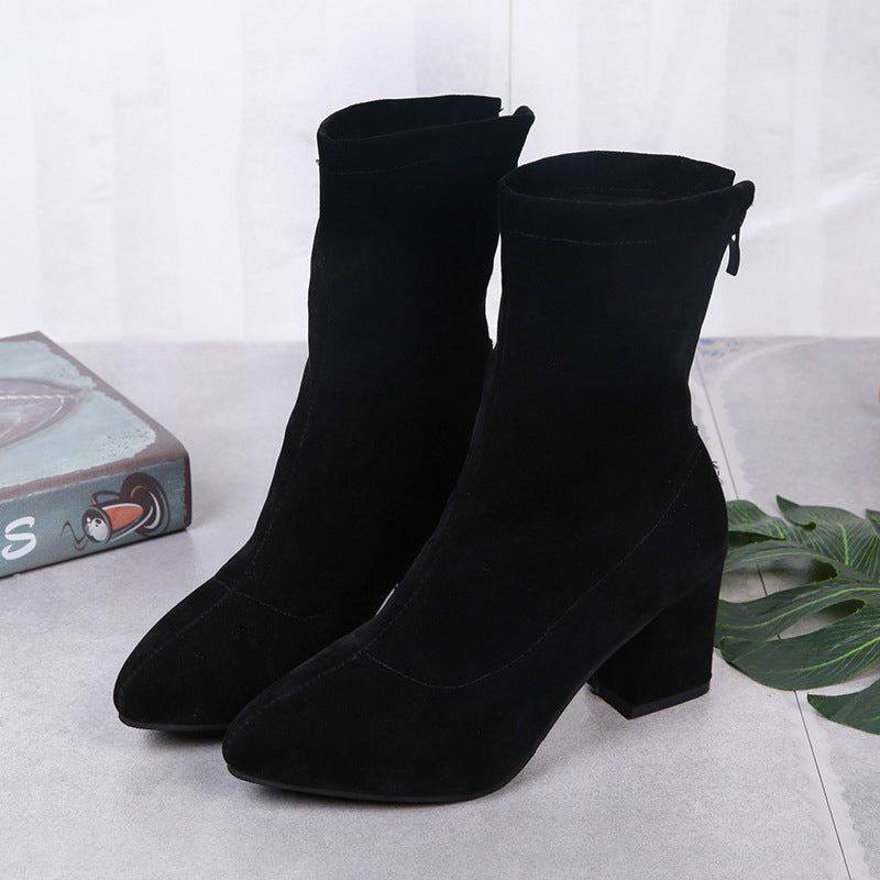 Women's Pointed-Toe Stretch Sock Boots