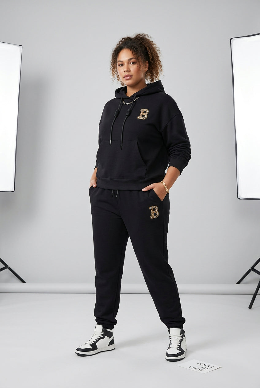 Graphic Hoodie and Casual Pants Set