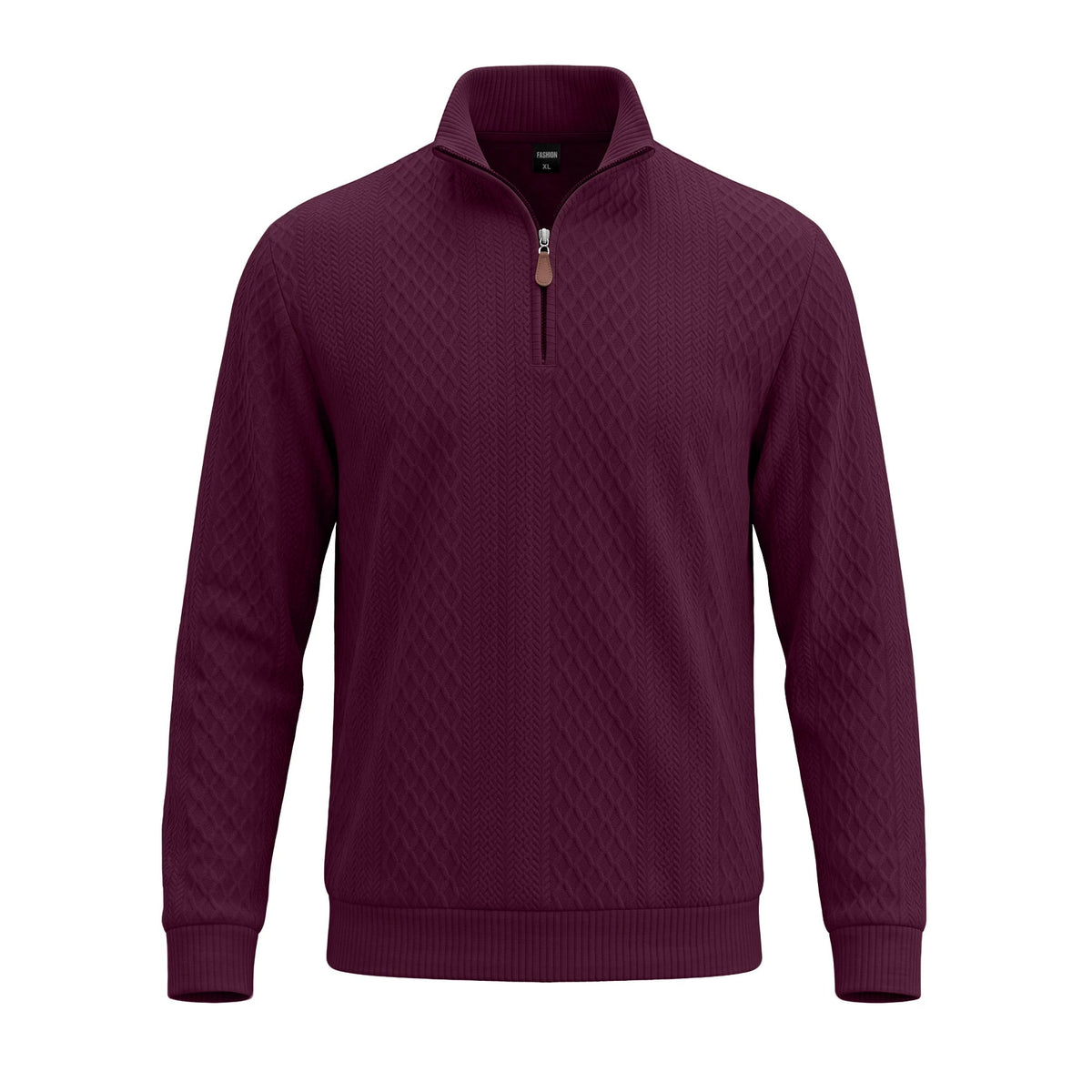 Men's Diamond-Jacquard Zip-Collar Pullover