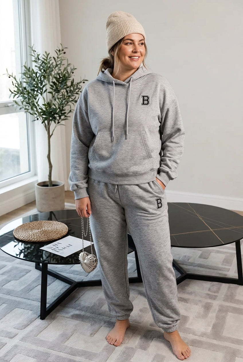 Graphic Hoodie and Casual Pants Set