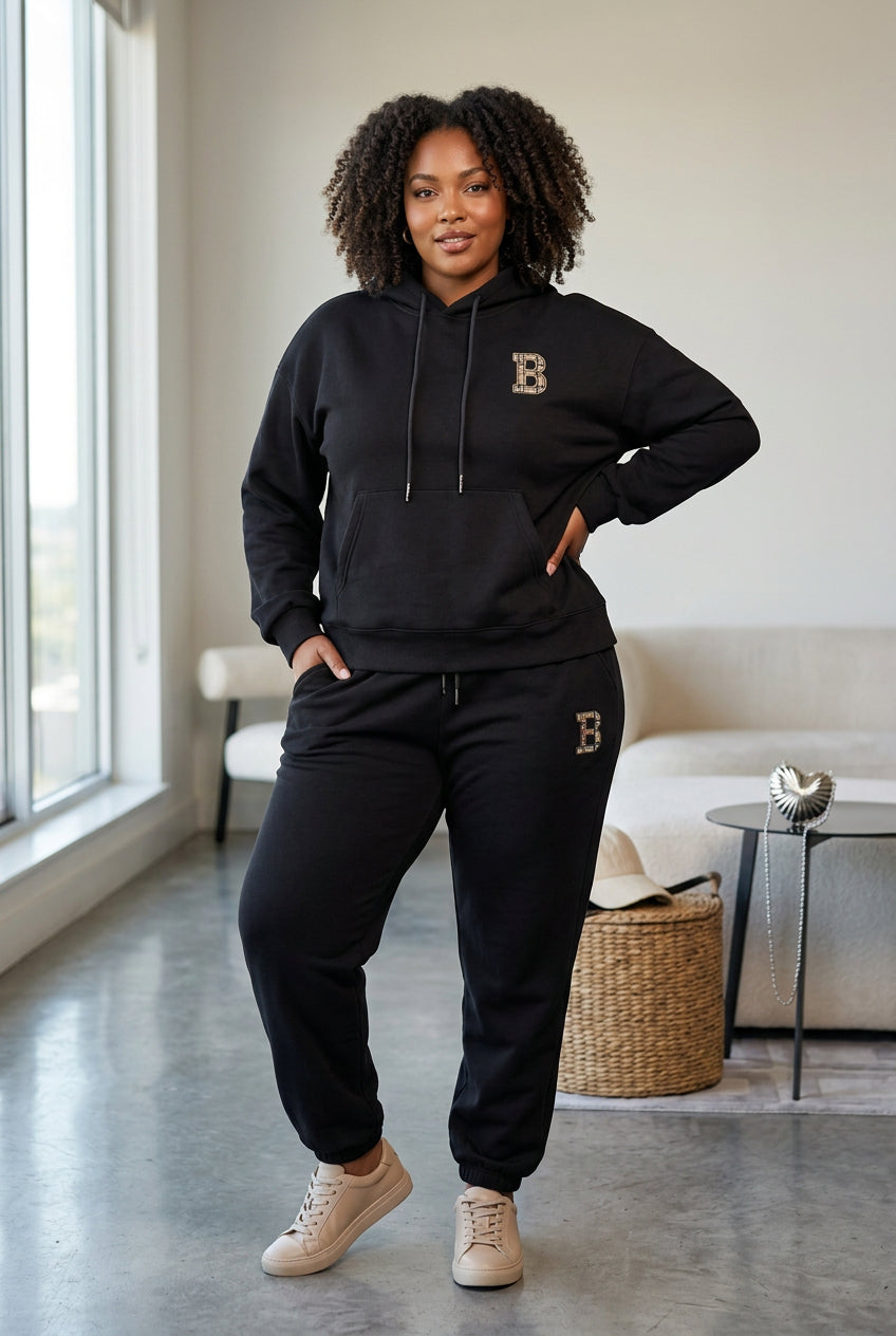 Graphic Hoodie and Casual Pants Set
