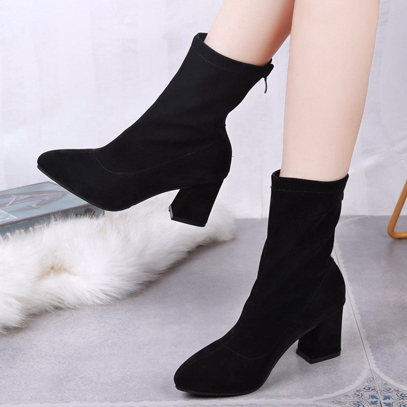 Women's Pointed-Toe Stretch Sock Boots