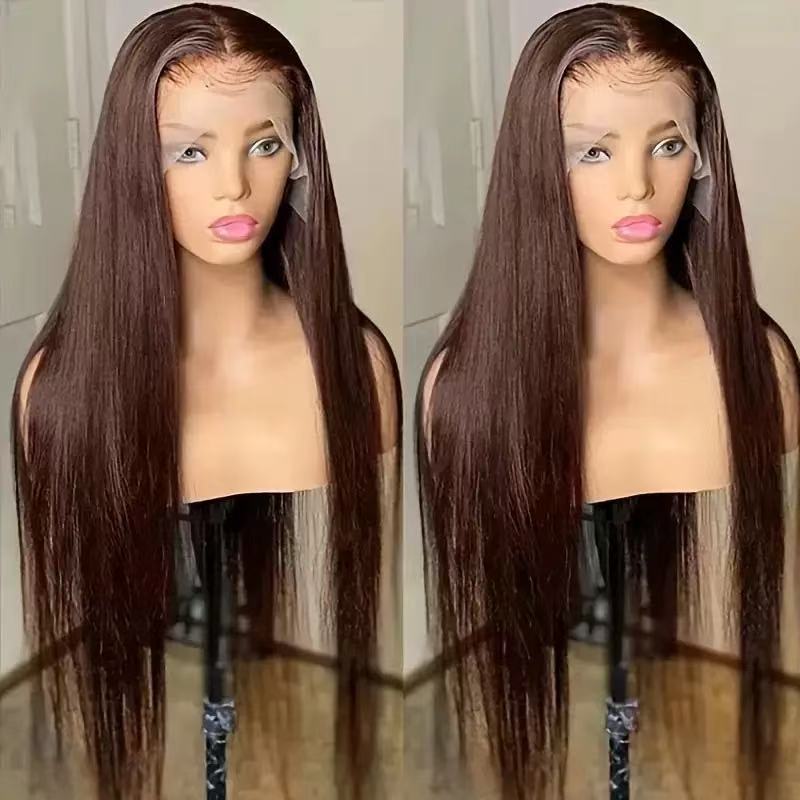 Middle-Part Long Straight Synthetic Lace Front Wig
