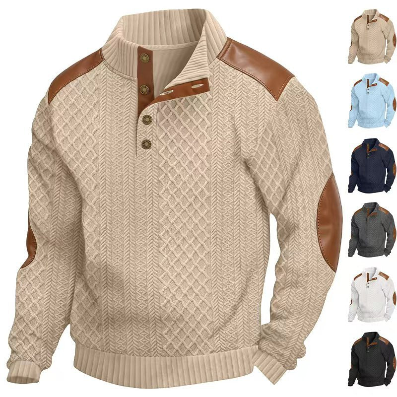 Men's Textured Panel Long-Sleeve Pullover
