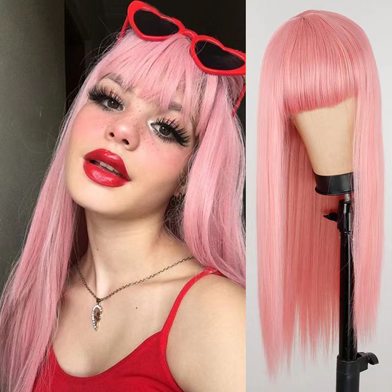 Long Straight Wig with Bangs in Statement Colours
