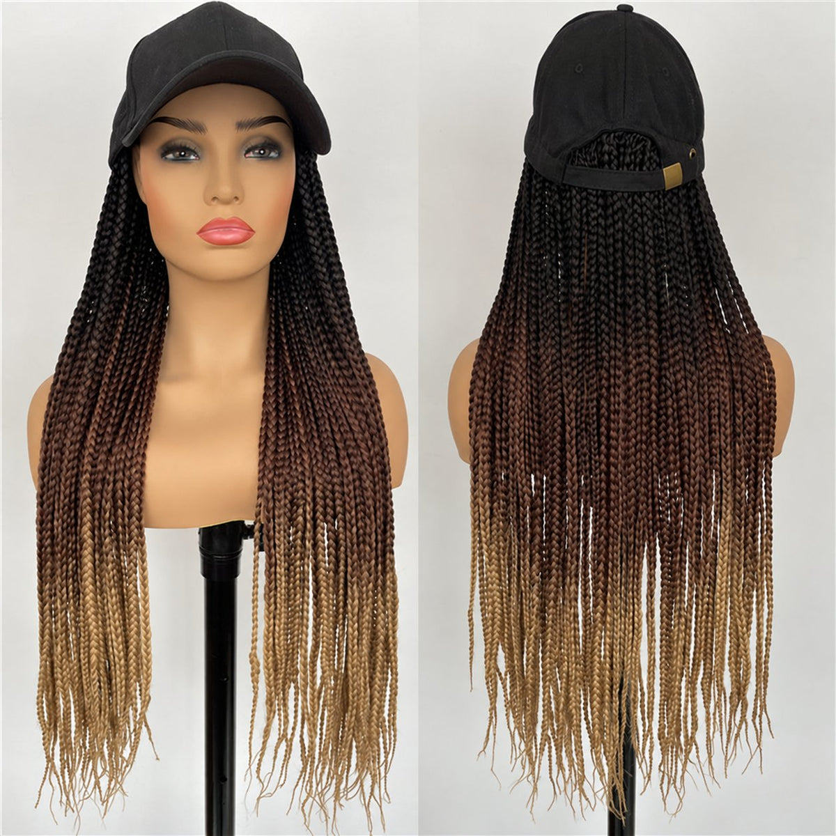 Three-Strand Braided Wig with Integrated Baseball Cap